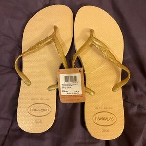 Gold Sparkly Flip Flops